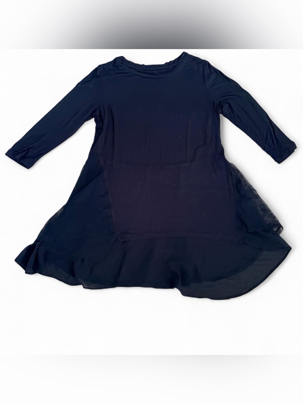 LOCO by Lori Goldstein black long sleeve tunic with sheer mesh overlay Sz L
